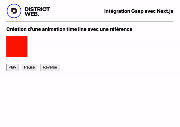 Aperçu de l'animation timeline avec référence