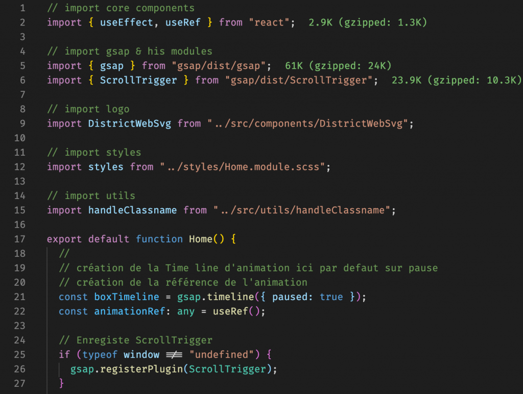 Code d'intégration ScrollTrigger