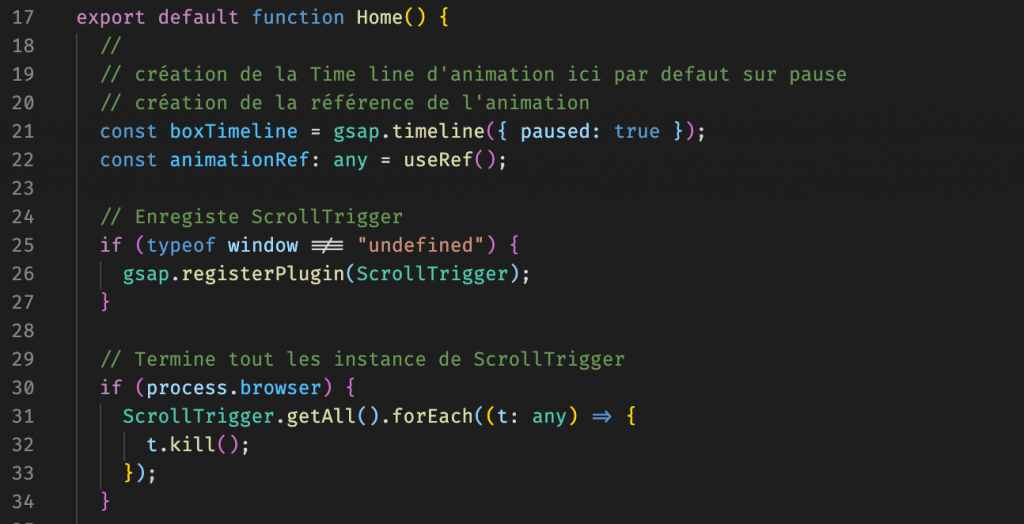 Code de destruction des animations