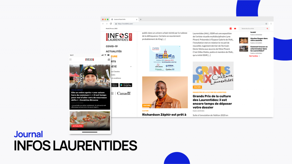 Site web Journal NordInfo en version mobile et en version desktop